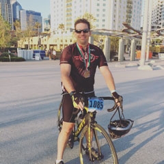 Long-distance competitive cycling with hip resurfacing